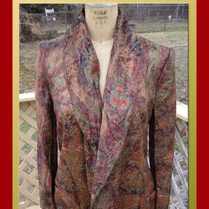 RARE sz 4 Vintage GENNY 1980s Gianni Versace designed Velvet Earthtone Blazer